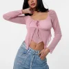 Long Sleeve Mesh Butterfly Top