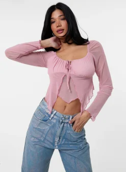 Long Sleeve Mesh Butterfly Top