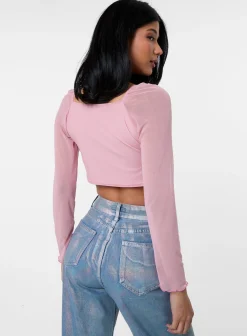 Long Sleeve Mesh Butterfly Top
