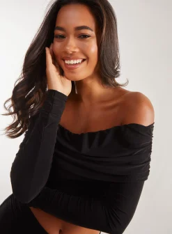 Long Sleeve Slinky Bardot Top