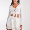 Long Sleeve Slinky Ruffle Top
