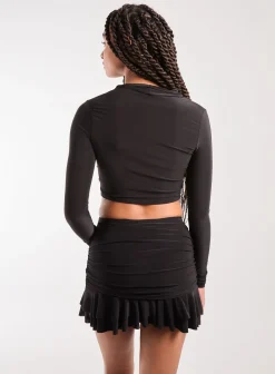 Long Sleeve Slinky Ruffle Top