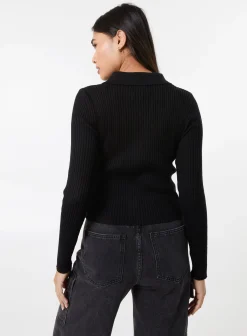 Long Sleeve Zip Up Ribbed Top