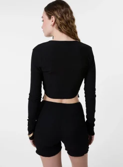 Low Rise Textured Gold Ring Mini Shorts