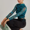 Marble Print Long Sleeve Top