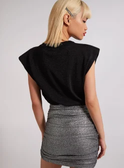 Metallic Ruched Mini Skirt