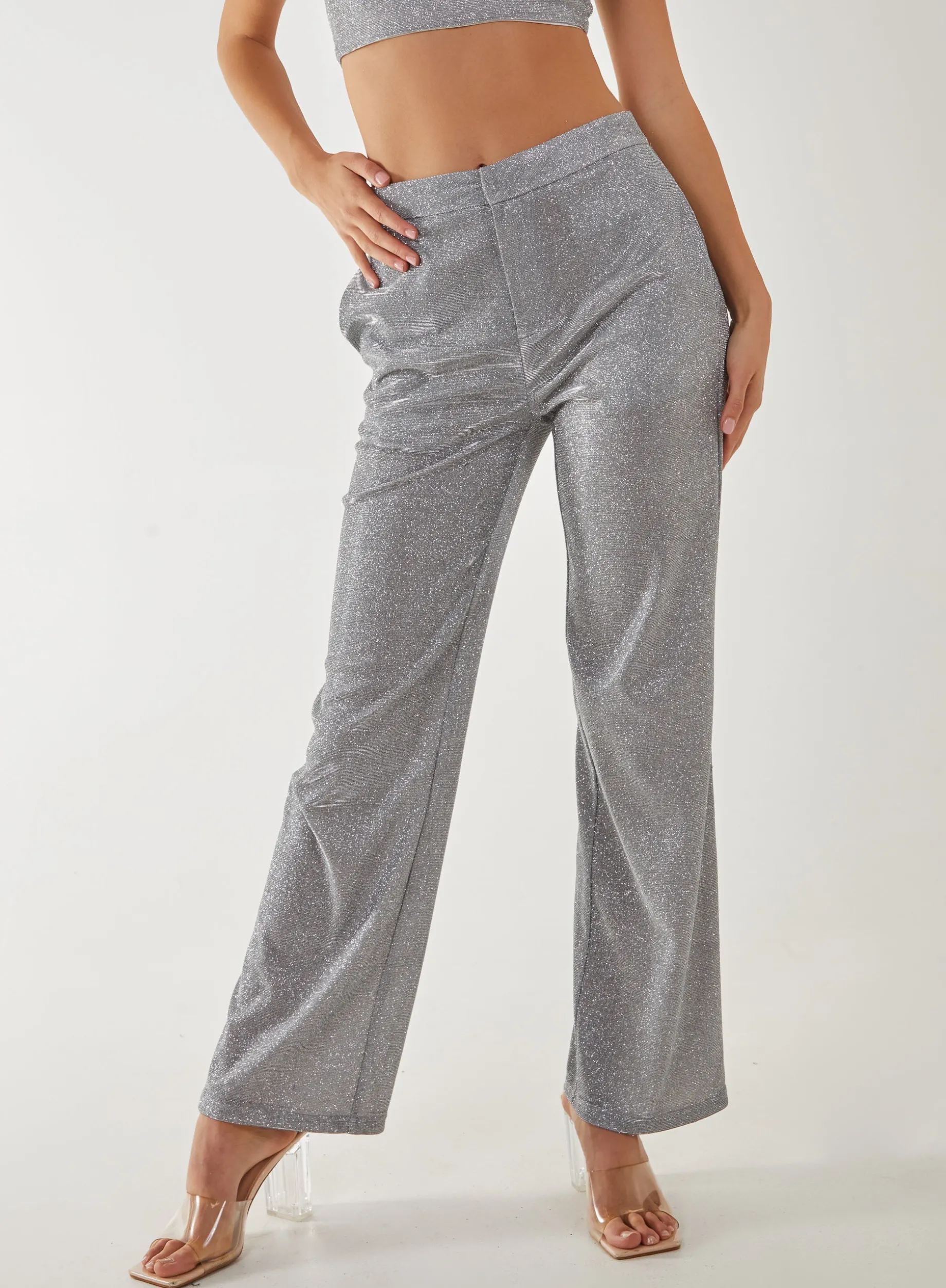 Metallic Straight Leg Trousers