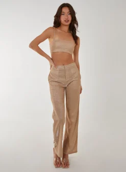 Metallic Straight Leg Trousers