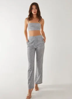 Metallic Straight Leg Trousers
