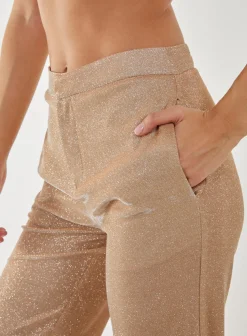 Metallic Straight Leg Trousers
