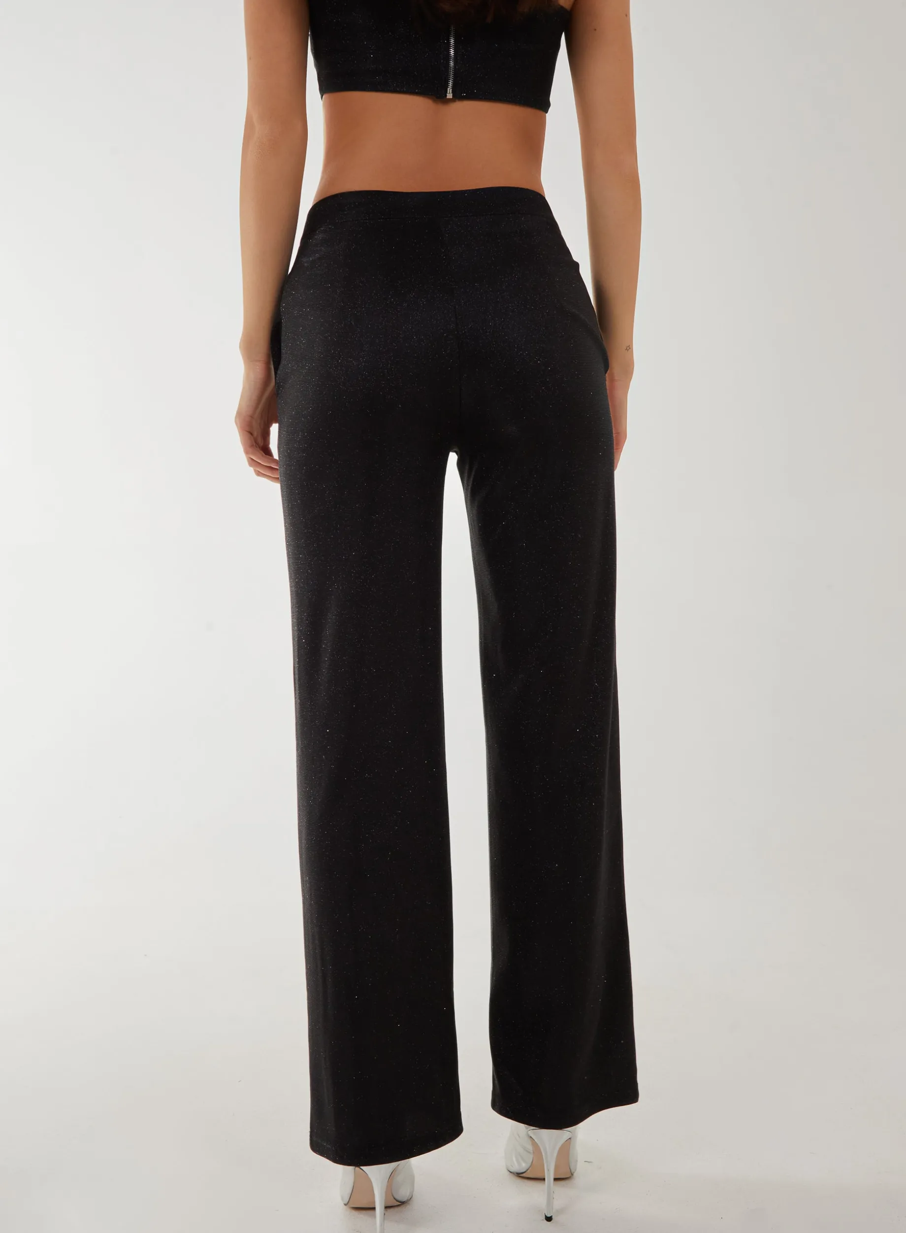 Metallic Straight Leg Trousers