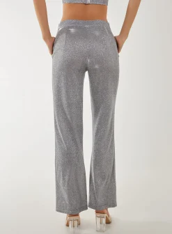 Metallic Straight Leg Trousers