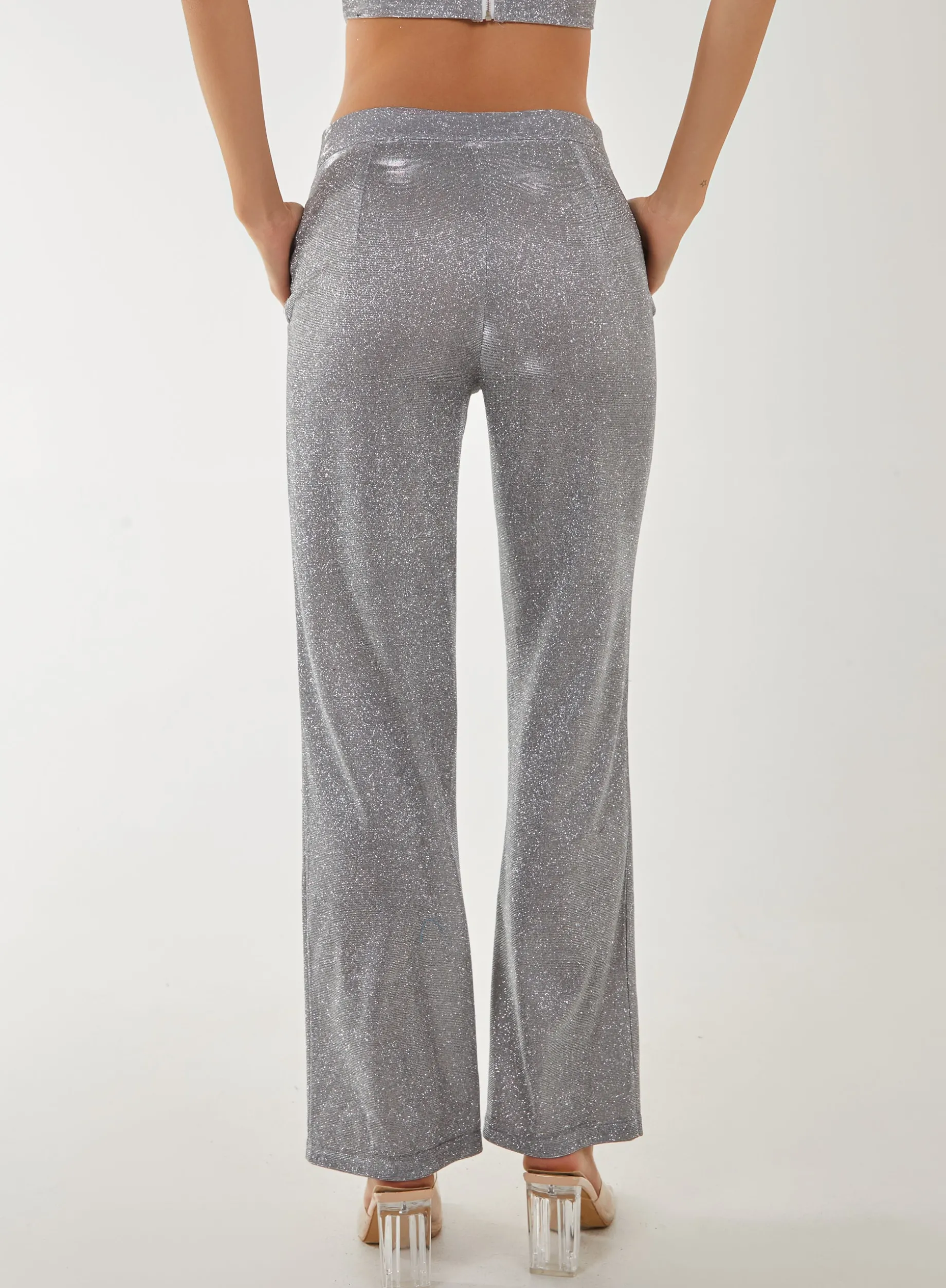 Metallic Straight Leg Trousers