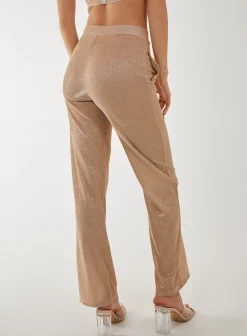 Metallic Straight Leg Trousers
