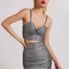 Metallic Twist Front Keyhole Crop Top