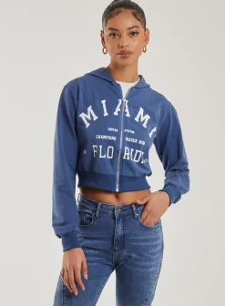 Miami Slogan Zip Up Hoodie