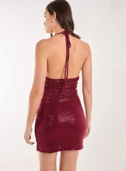 Mirror Sequin Halter Crop Top