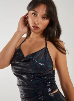 Mirrored Cowl Neck Top