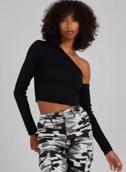 One Shoulder Long Sleeved Top