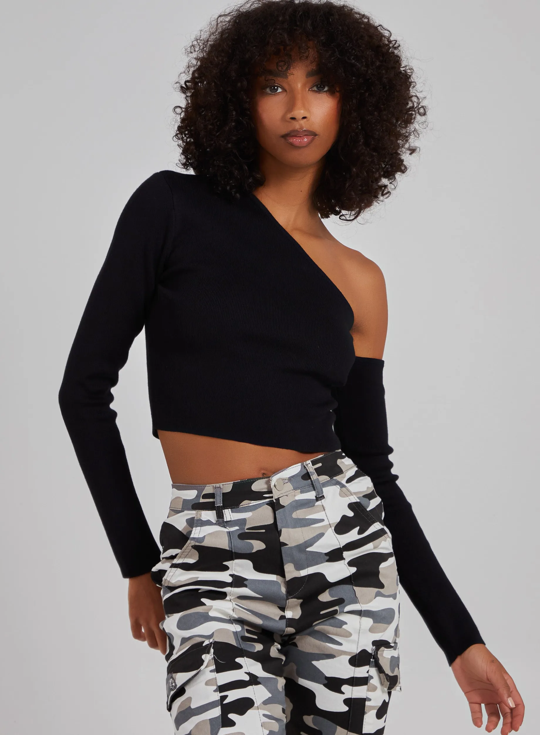 One Shoulder Long Sleeved Top