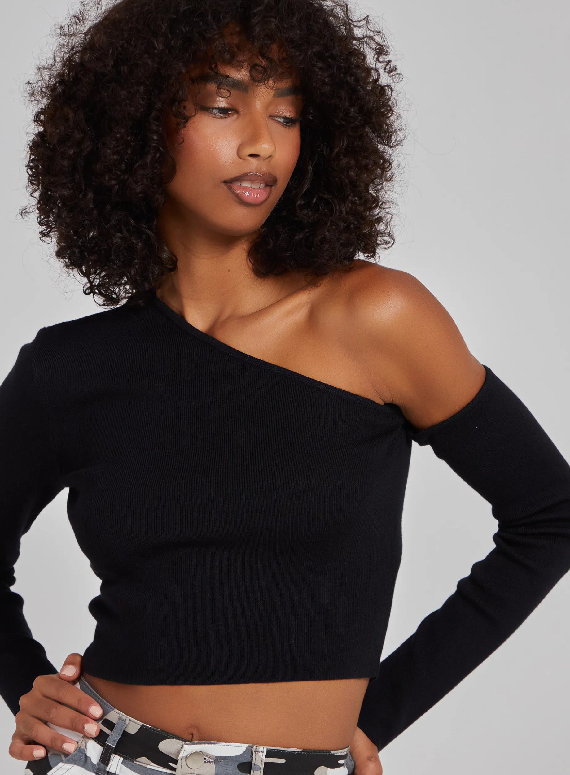 One Shoulder Long Sleeved Top