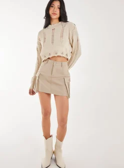 Oversized Pocket Cargo Mini Skirt