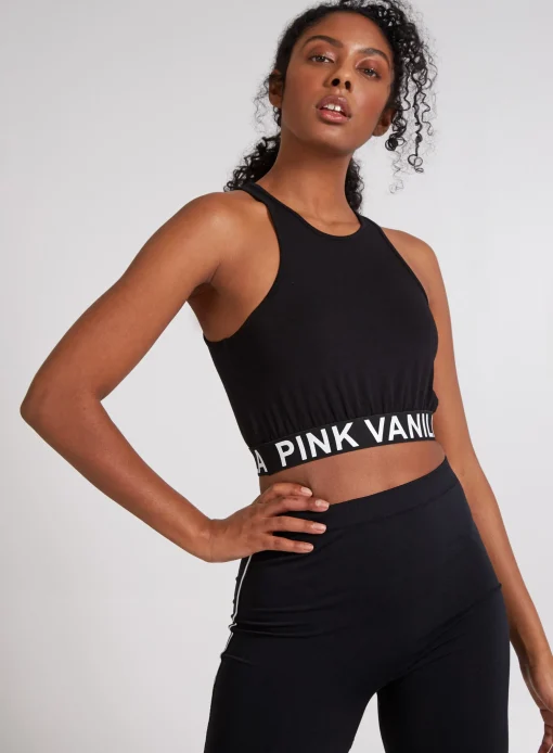 Pink Vanilla Logo Racer Back Crop Top