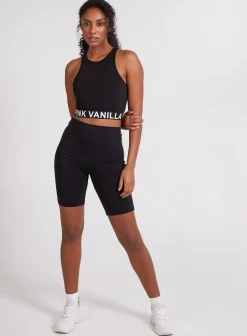 Pink Vanilla Logo Racer Back Crop Top