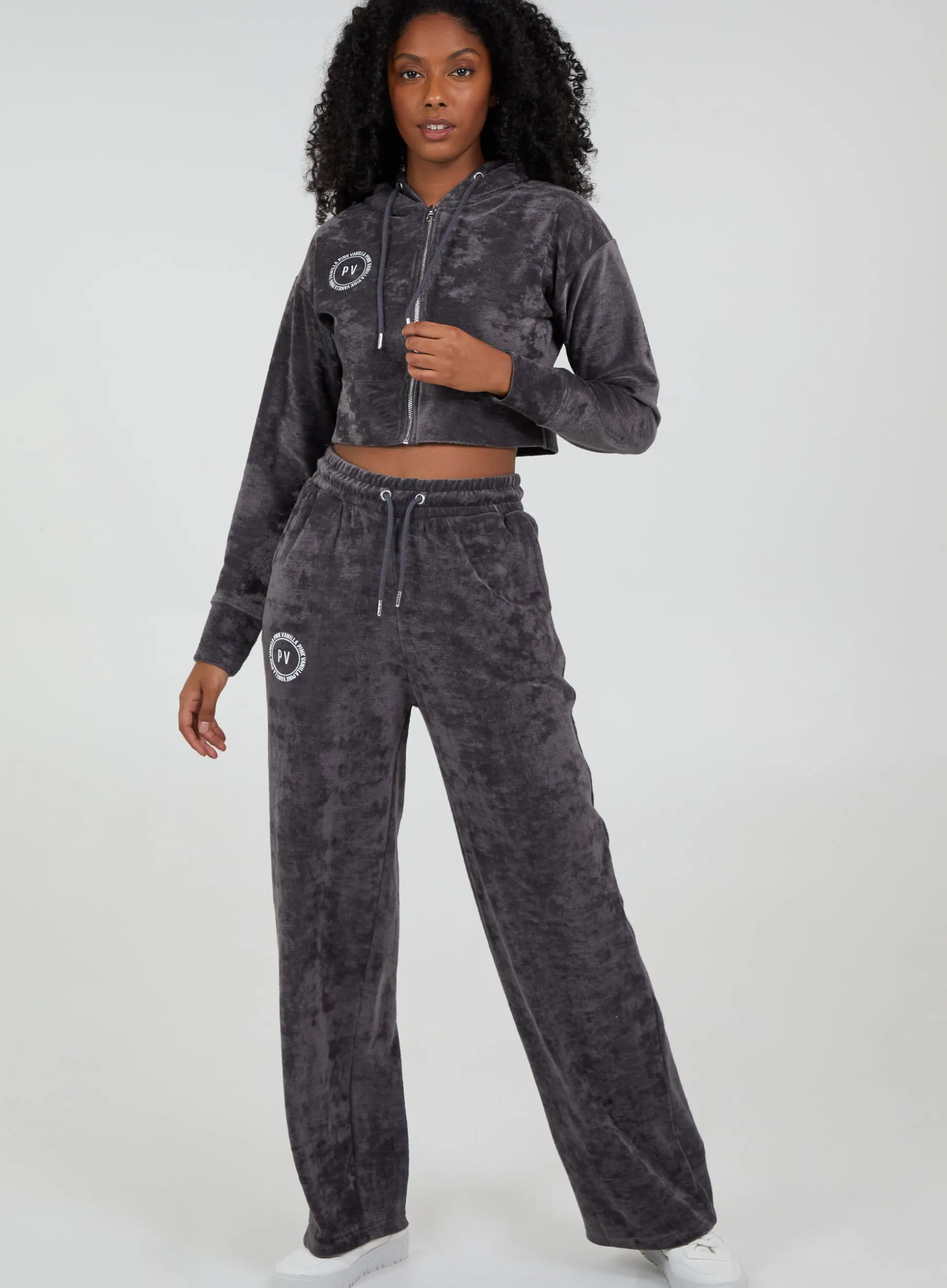 Pink Vanilla Zip Front Cropped Hoodie