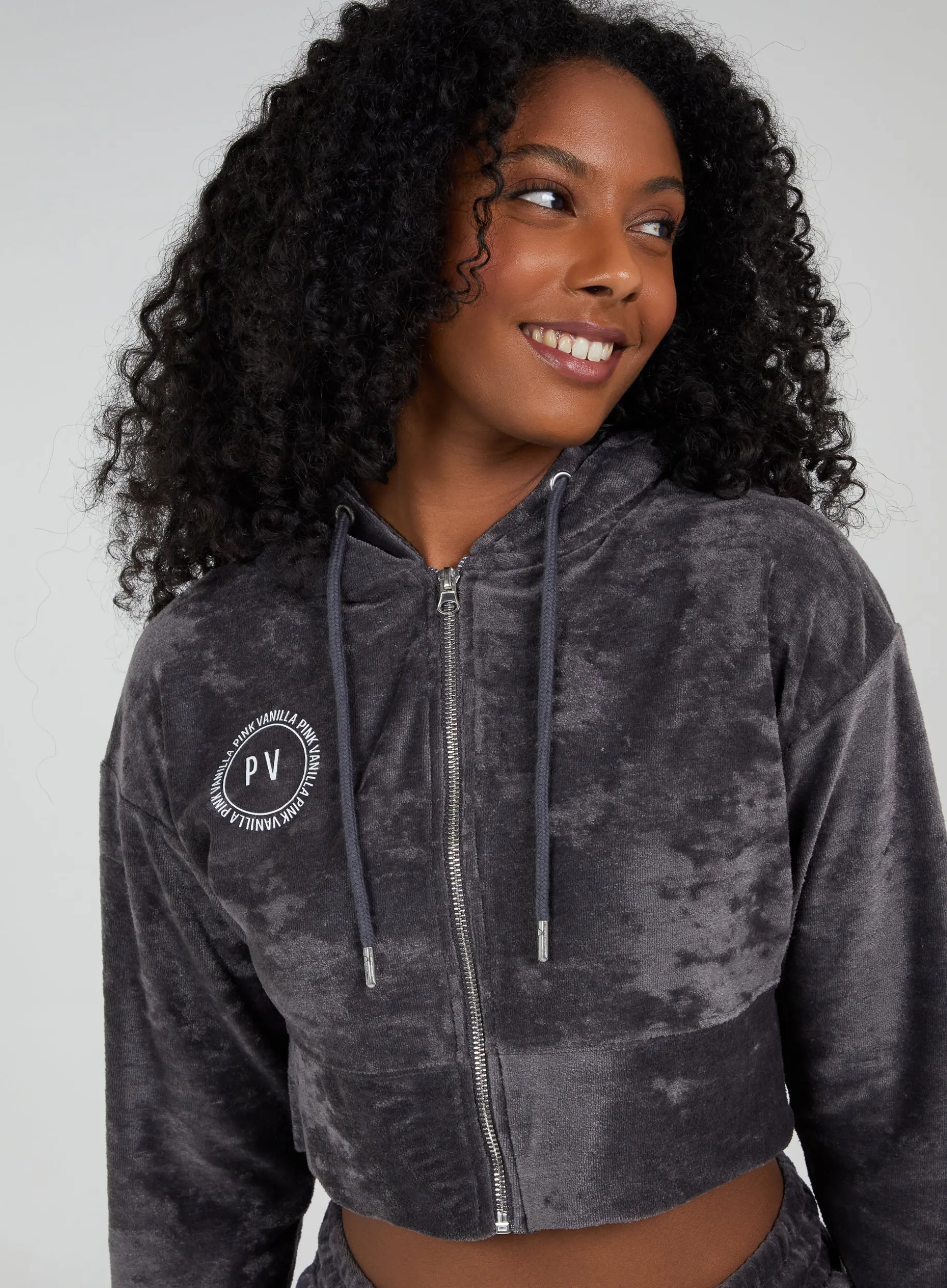 Pink Vanilla Zip Front Cropped Hoodie
