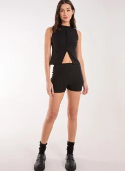 Pinstripe Button Front Longline Waistcoat