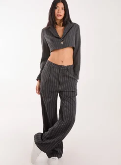 Pinstripe Cropped Blazer