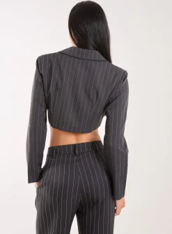 Pinstripe Cropped Blazer