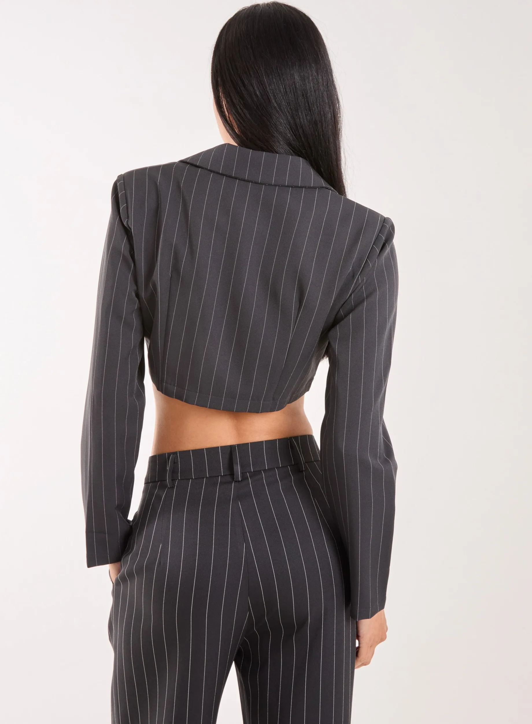 Pinstripe Cropped Blazer