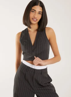 Pinstripe Cropped Waistcoat