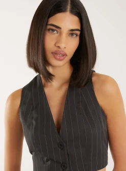 Pinstripe Cropped Waistcoat