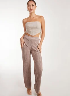 Plisse Flared Trousers
