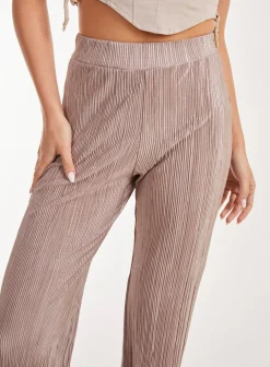 Plisse Flared Trousers