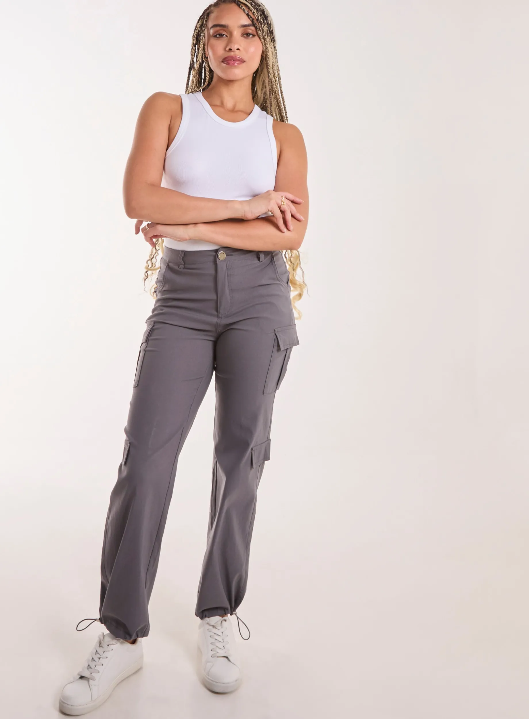 Pocket Detail Wide Leg Cargo Pants