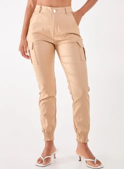 PU Cuffed Cargo Trousers