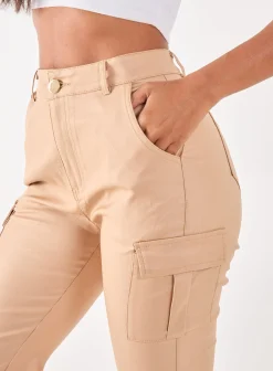 PU Cuffed Cargo Trousers