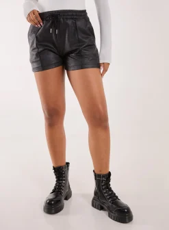 PU Drawstring Shorts