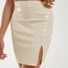 PU Split Hem Mini Skirt
