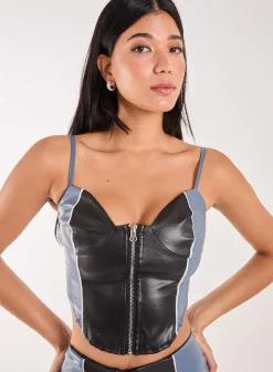 PU Zip Up Corset