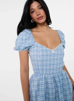 Puff Sleeve Gingham Dress