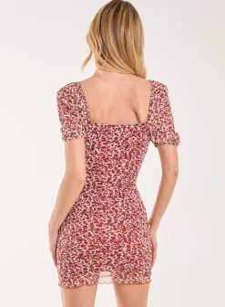 Puff Sleeve Mesh Mini Dress