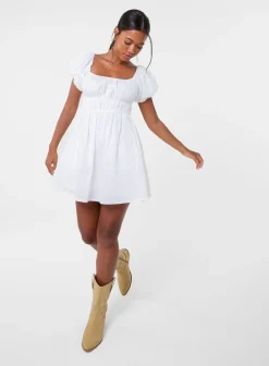 Puff Sleeve Mini Dress with Shorts