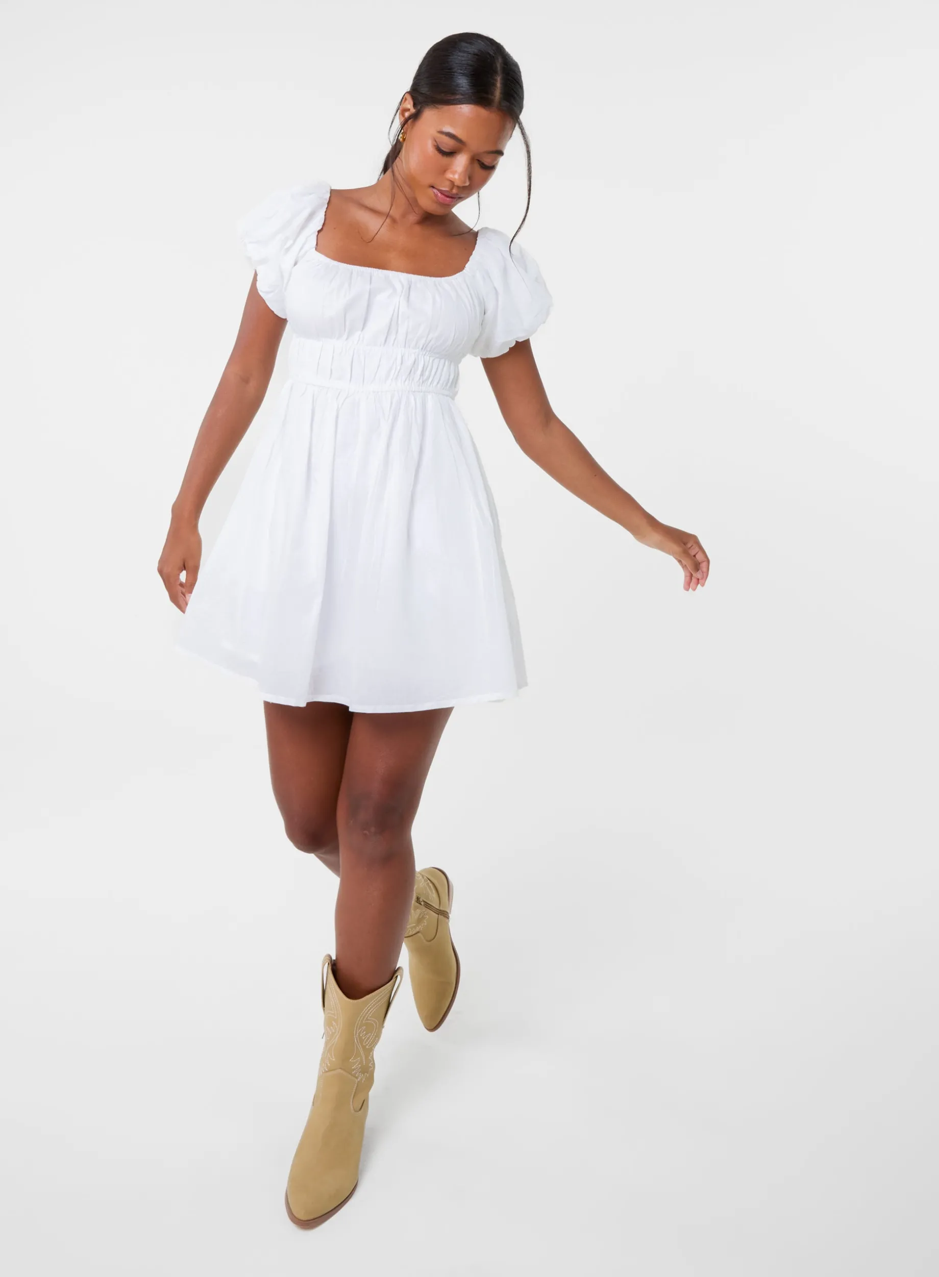 Puff Sleeve Mini Dress with Shorts