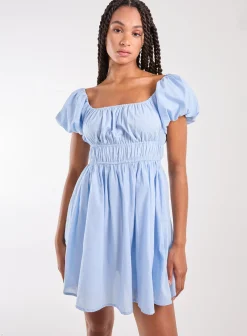 Puff Sleeve Mini Dress with Shorts