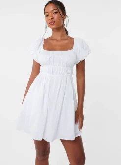 Puff Sleeve Mini Dress with Shorts